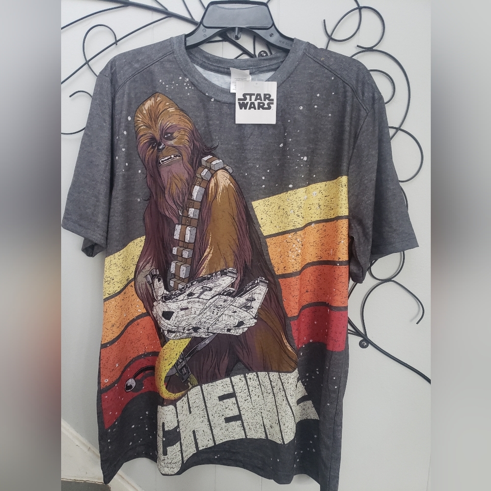 NWT Star Wars Chewie polyester tshirt mens szL